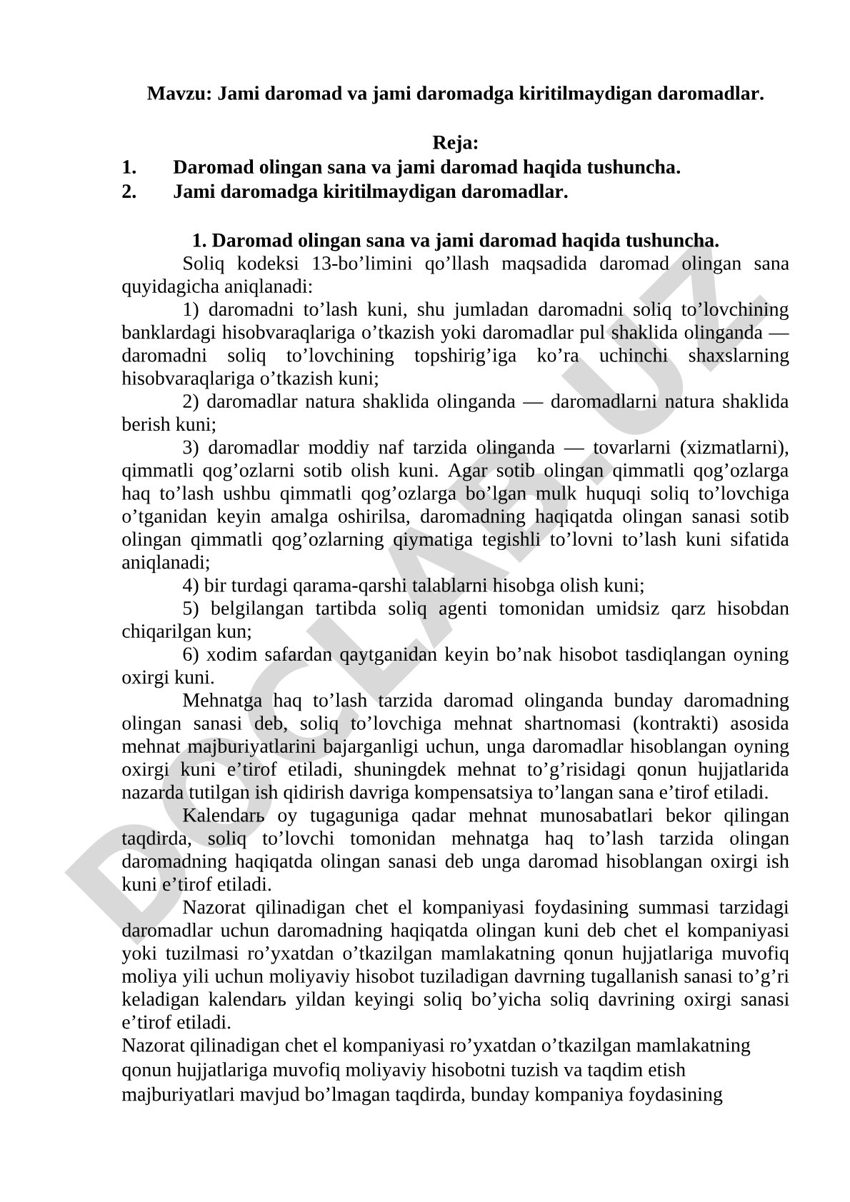 Jami daromadlar hujjati
