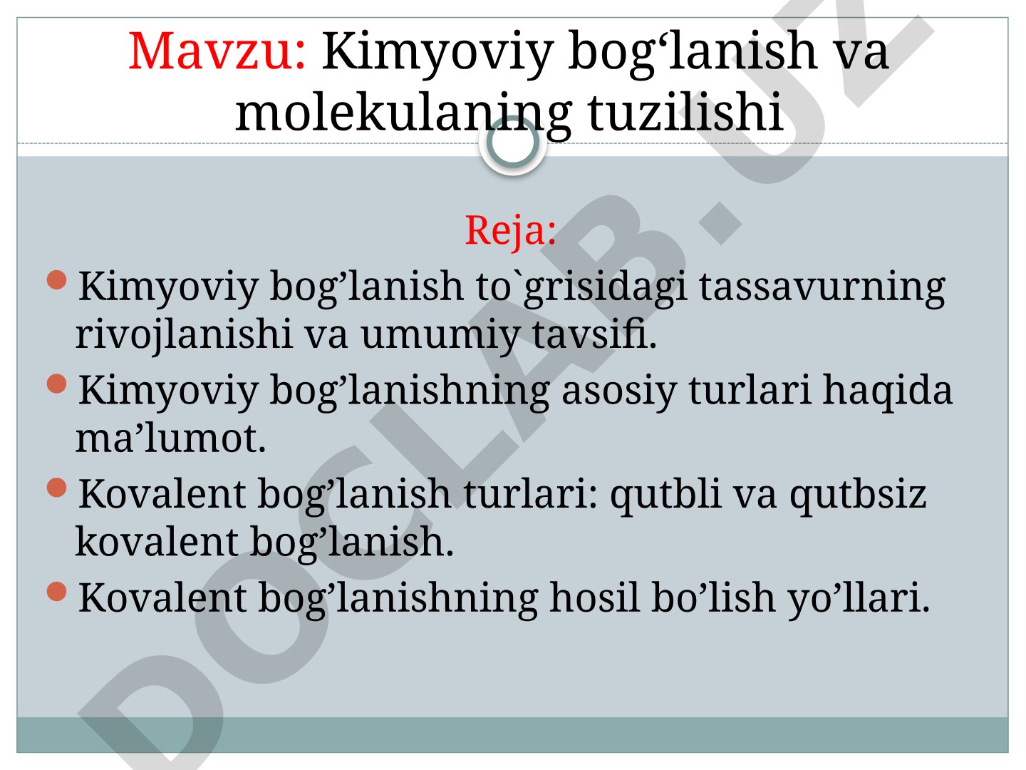 Kimyoviy bog'lanish taqdimoti