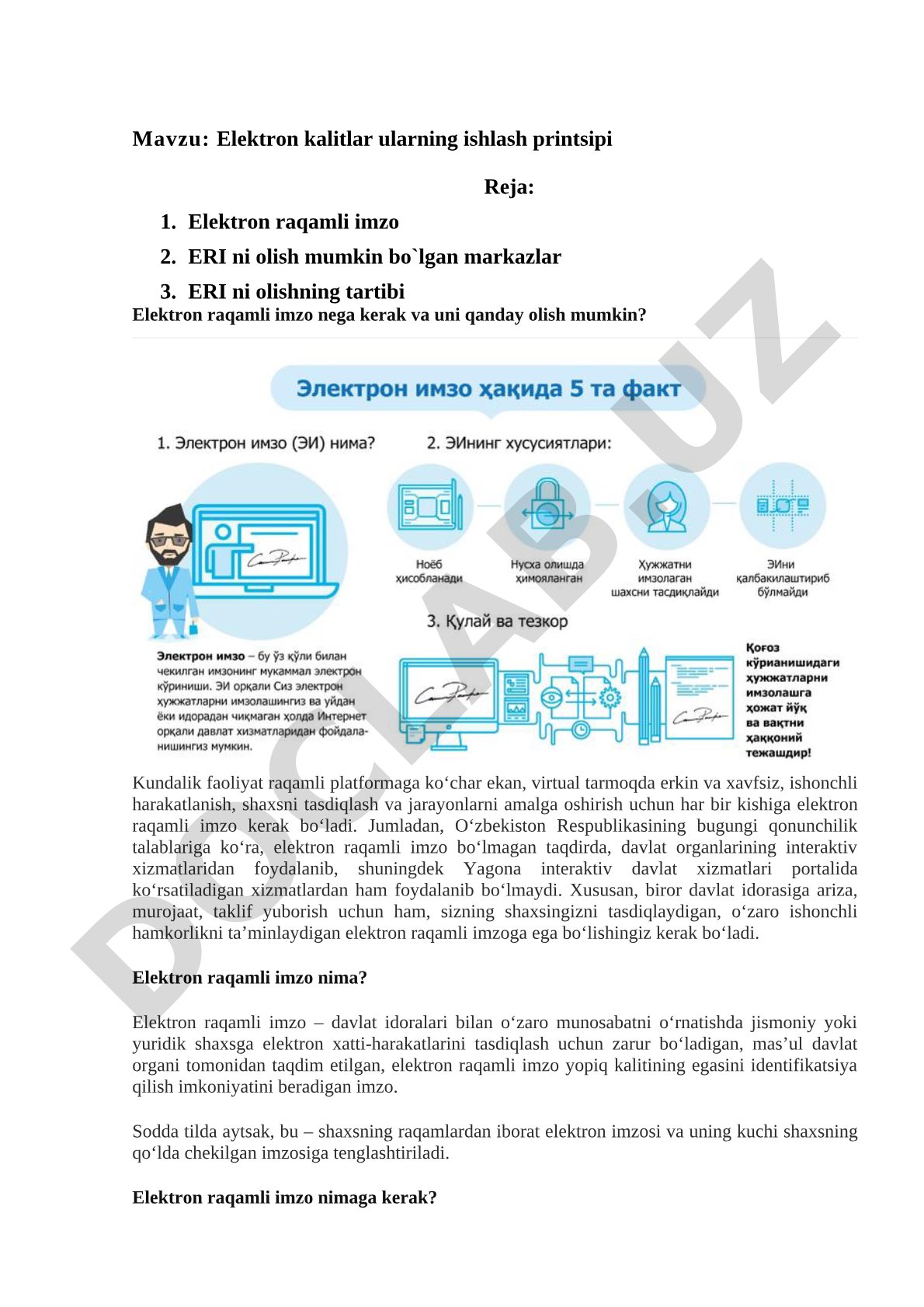 Elektron raqamli imzo maqolasi
