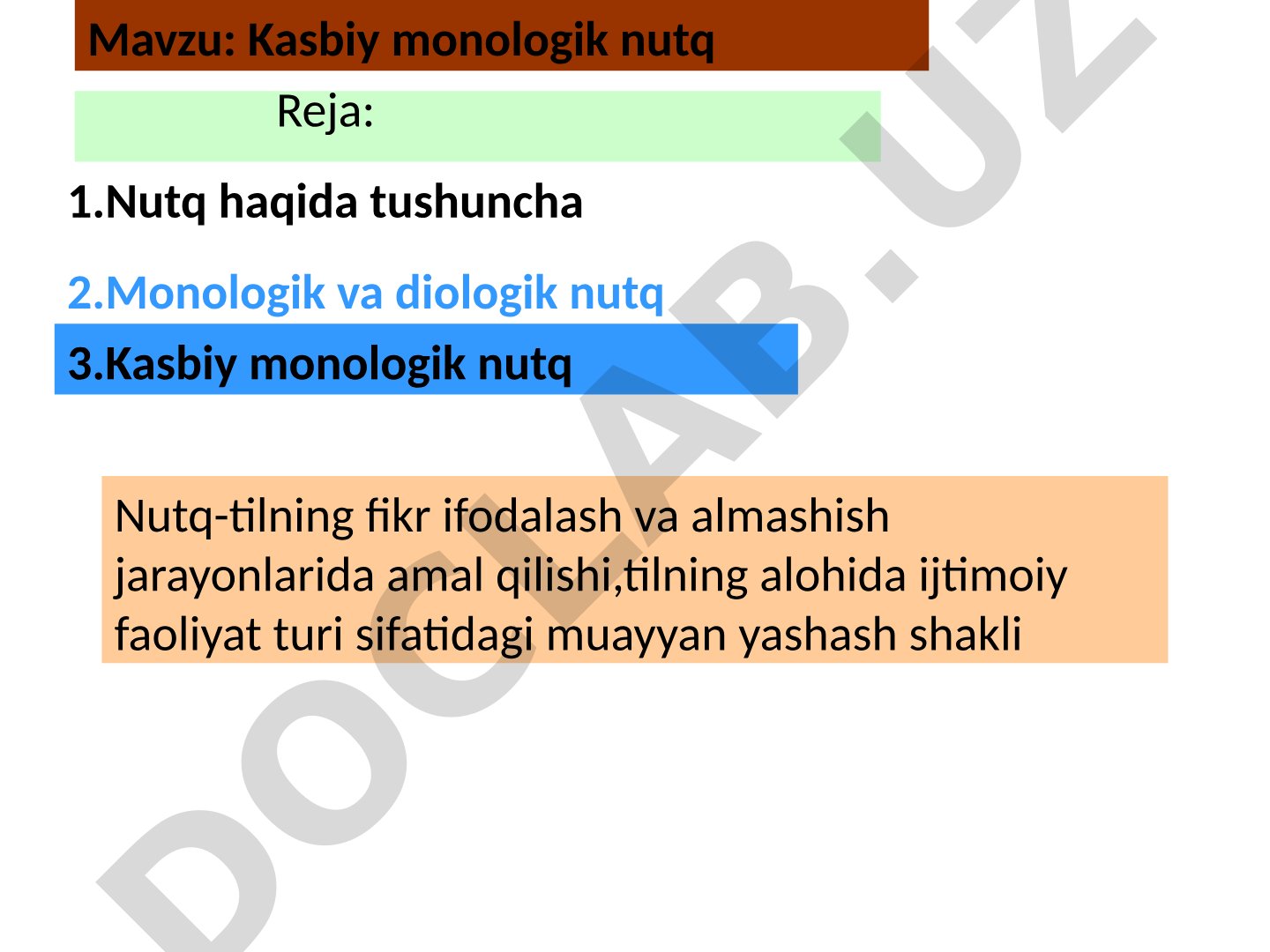 Kasbiy monologik nutq