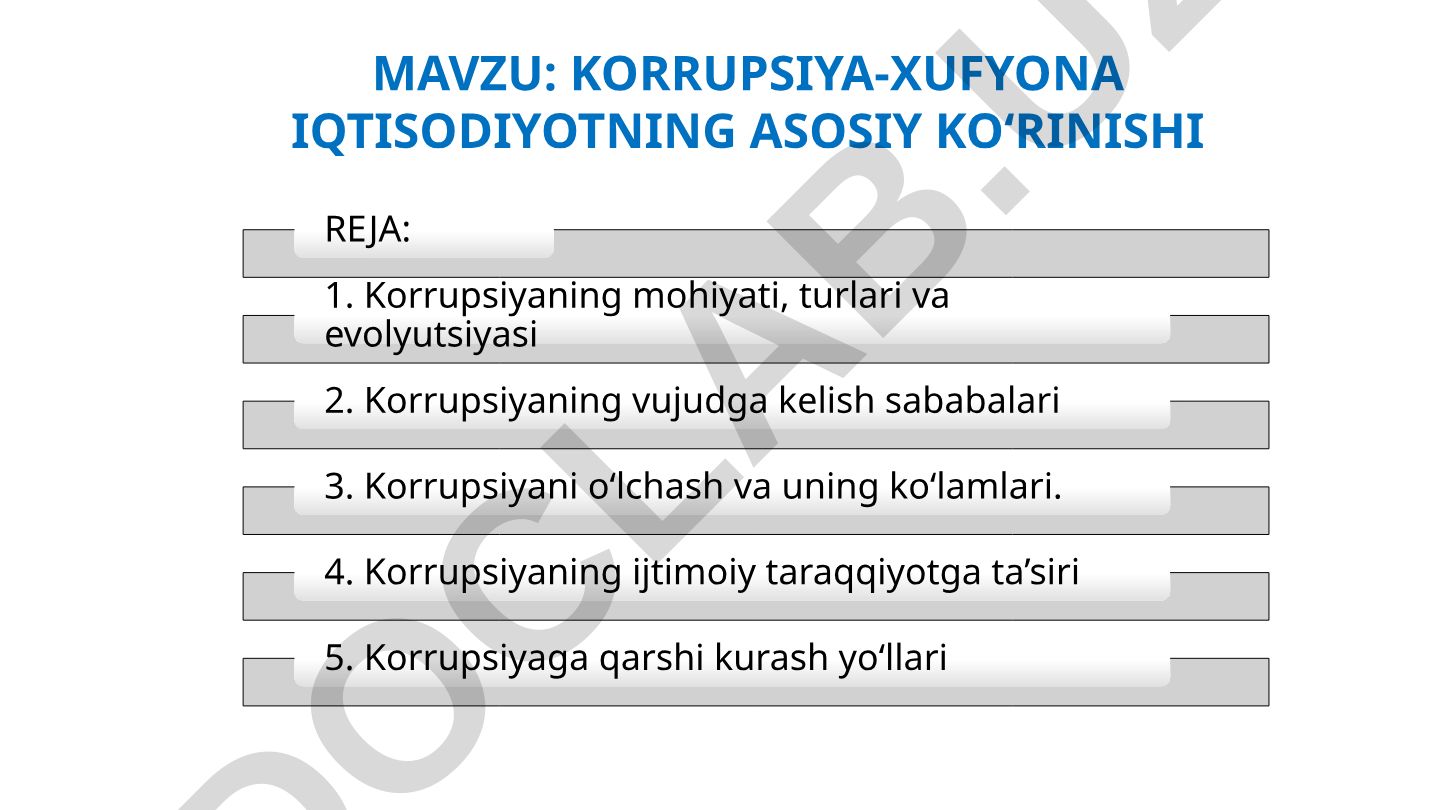 Korrupsiya - xufyona iqtisodiyotning asosiy ko‘rinishi