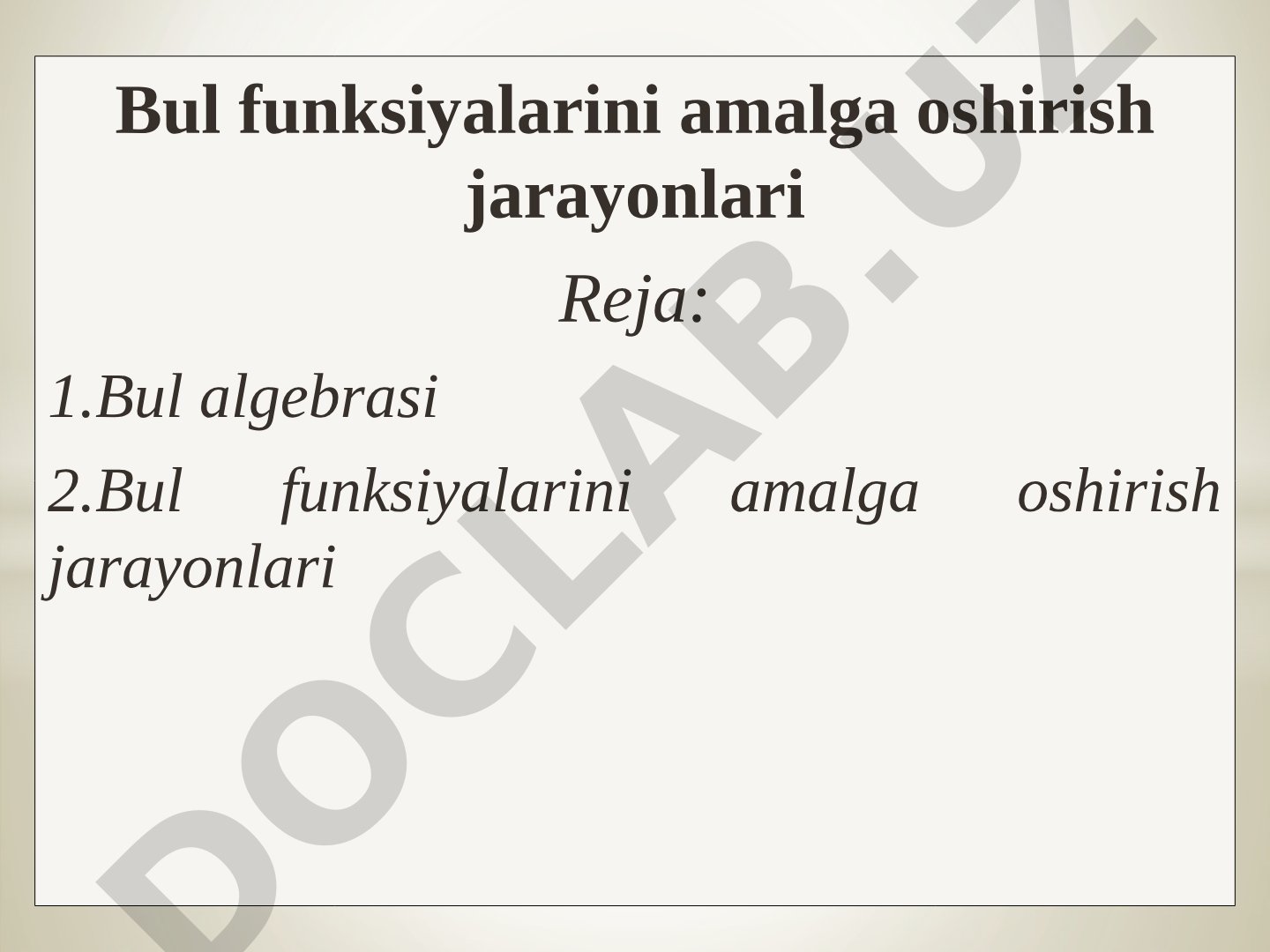 Bul algebrasi taqdimoti