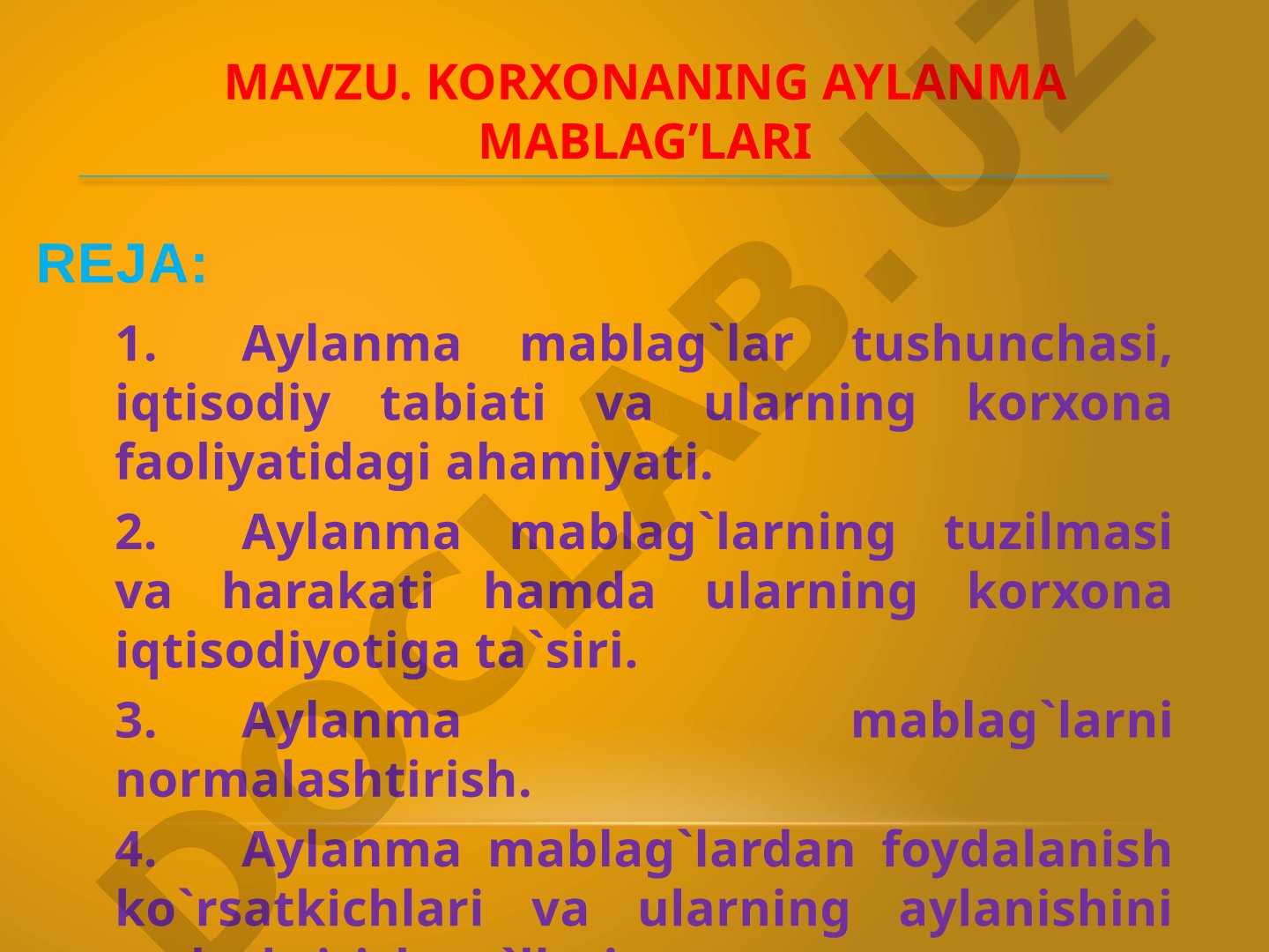 Aylanma mablag'lar taqdimoti