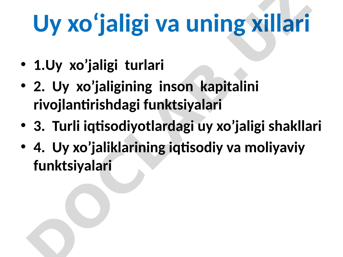 Uy xo'jaligi turlari taqdimoti