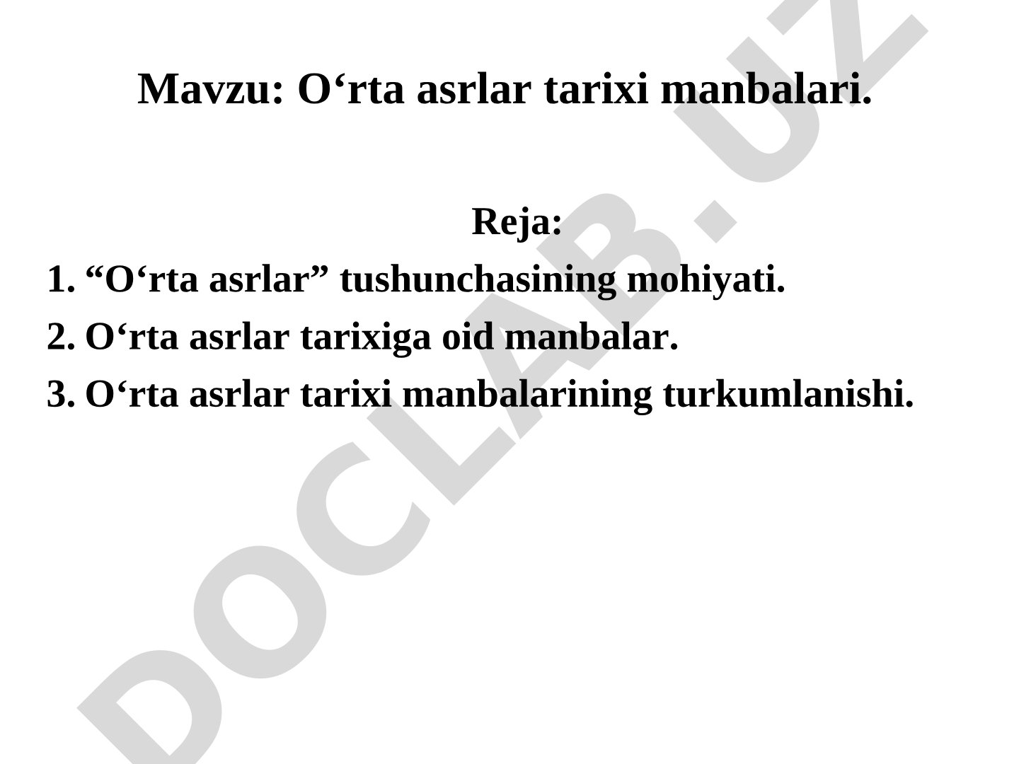 O‘rta asrlar tarixi manbalari