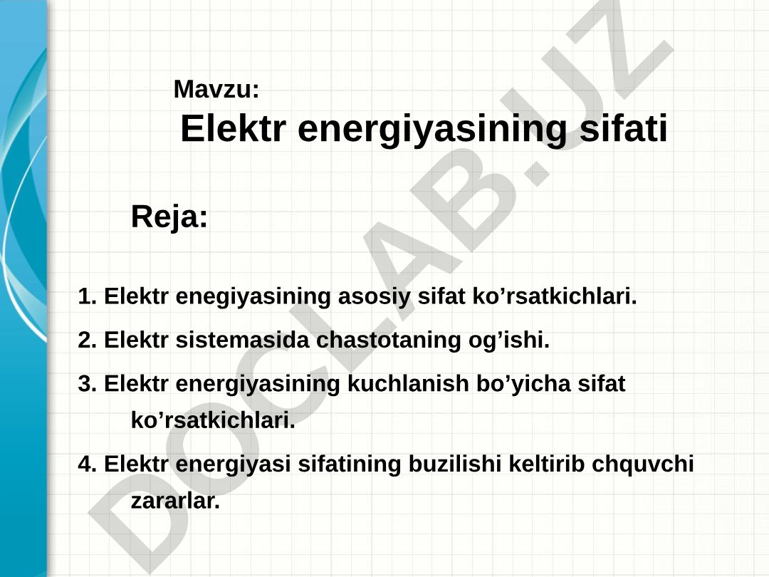 Elektr energiyasining sifati