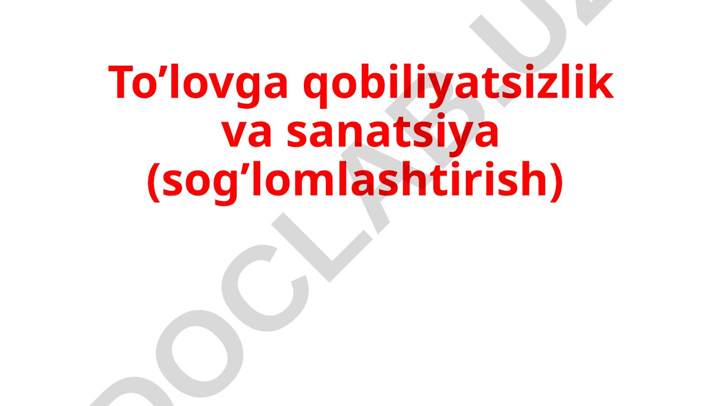 To'lovga qobiliyatsizlik va sanatsiya (sog'lomlashtirish)