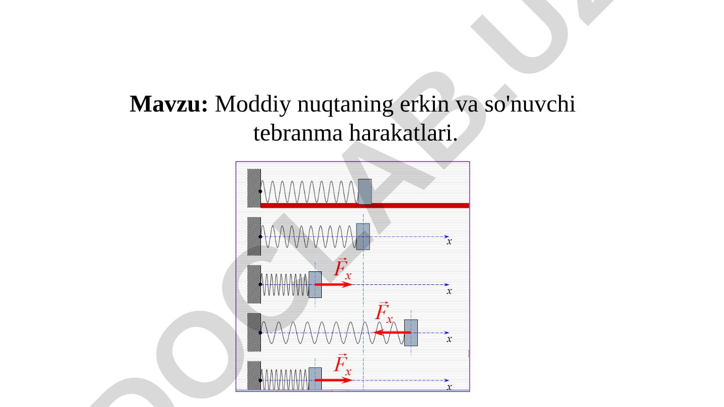 Moddiy nuqtaning erkin va so'nuvchi tebranma harakatlari