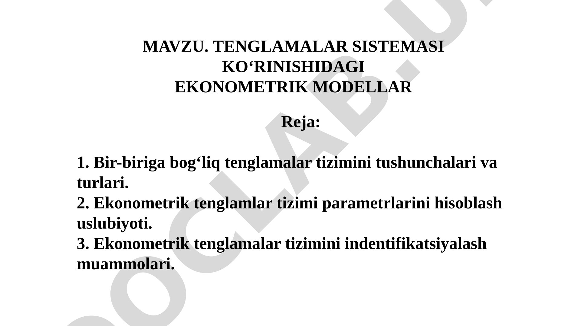 Ekonometrik modellar taqdimoti