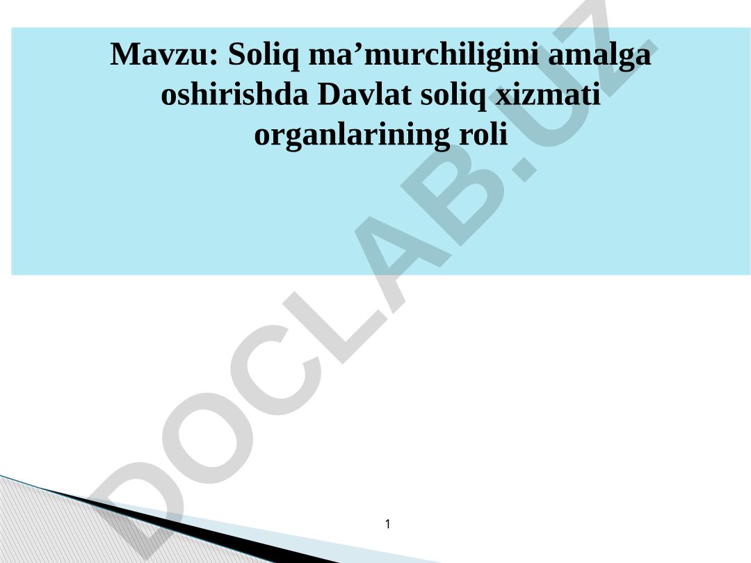 Soliq ma'murchiligini amalga oshirishda Davlat soliq xizmati organlarining roli