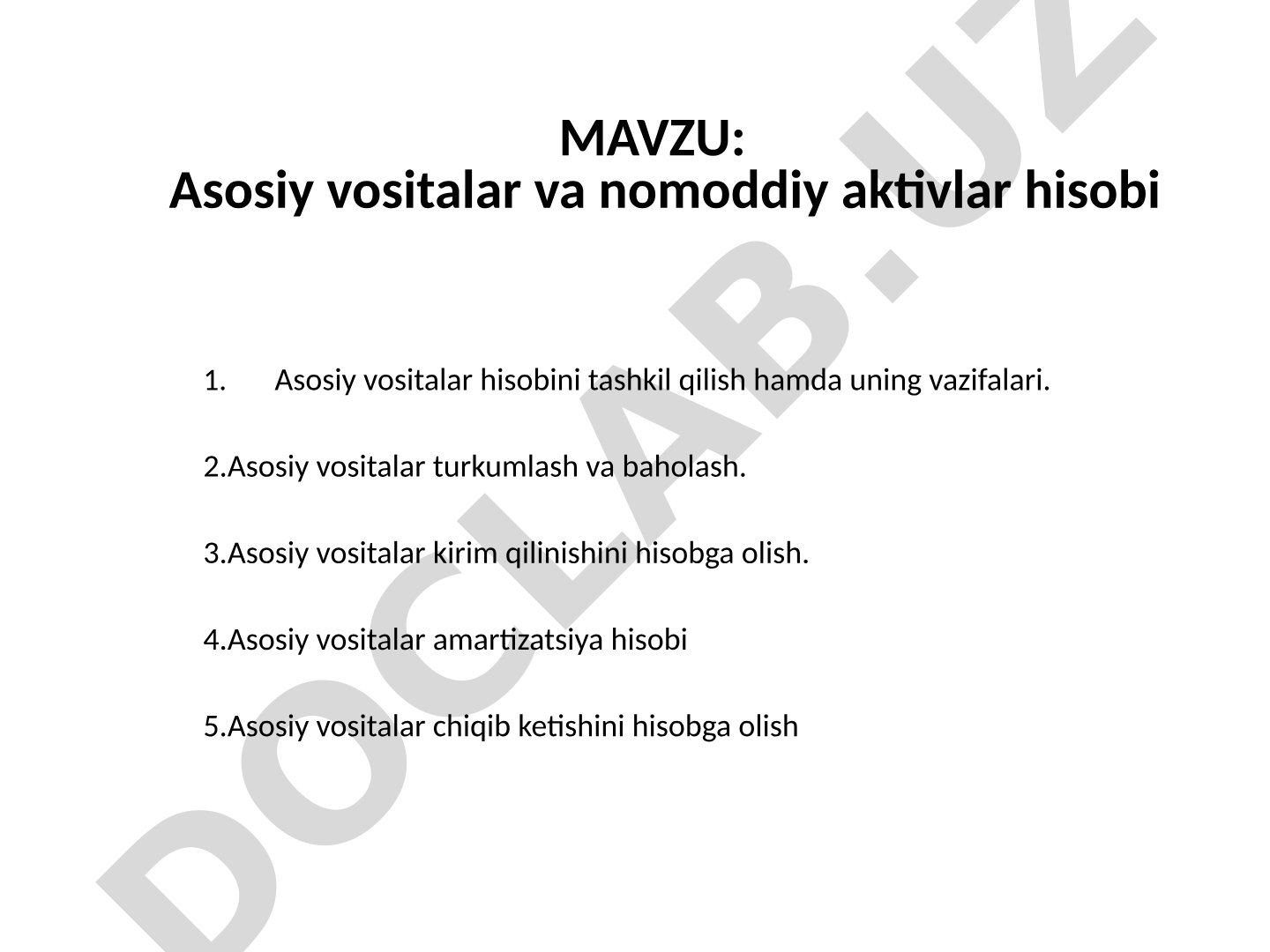 Asosiy vositalar hisobi taqdimoti