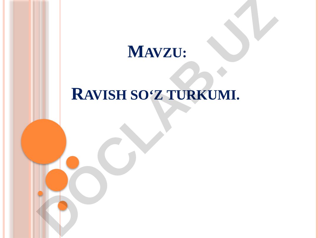 Ravish so‘z turkumi