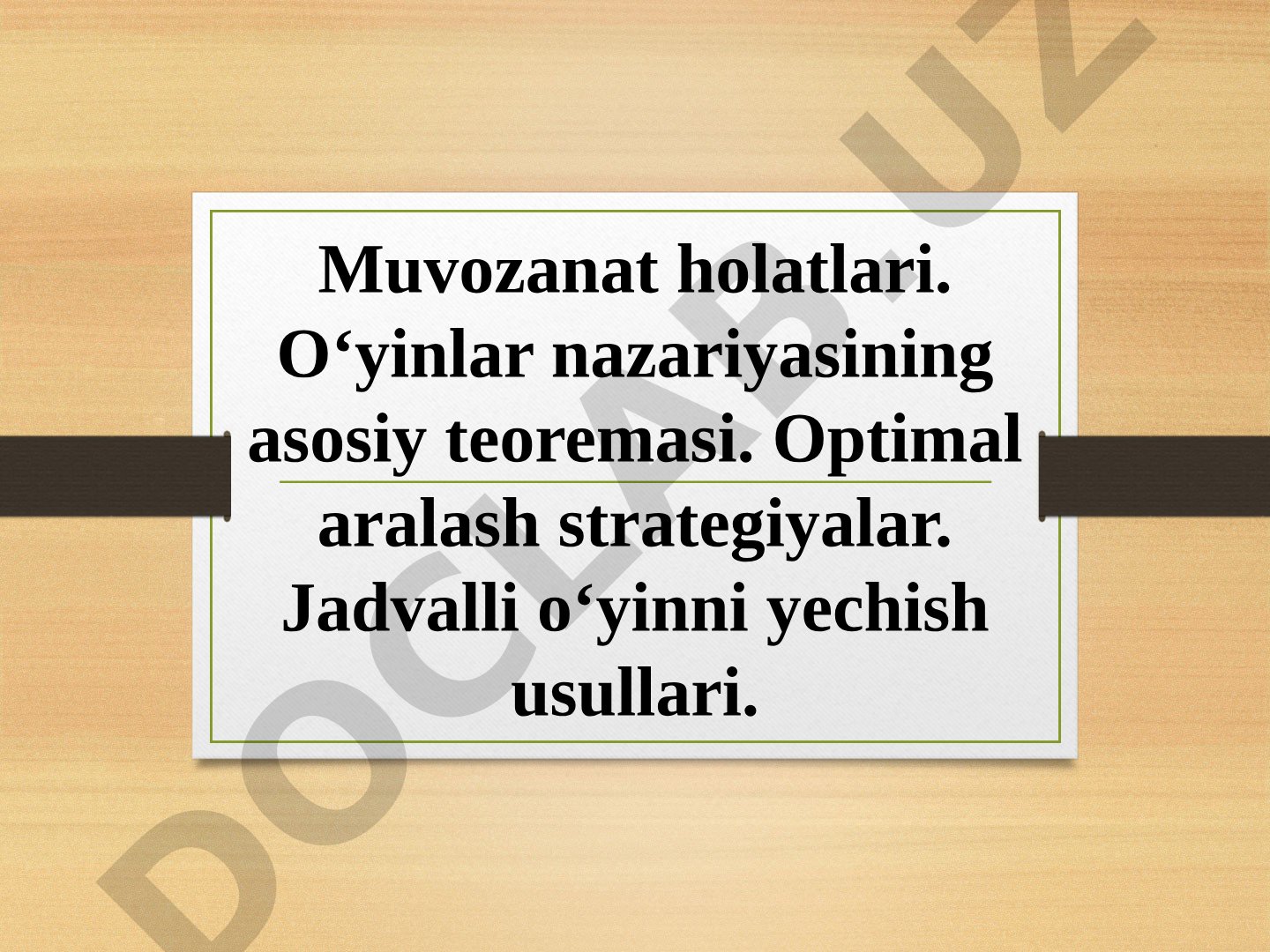 O'yinlar nazariyasi taqdimoti