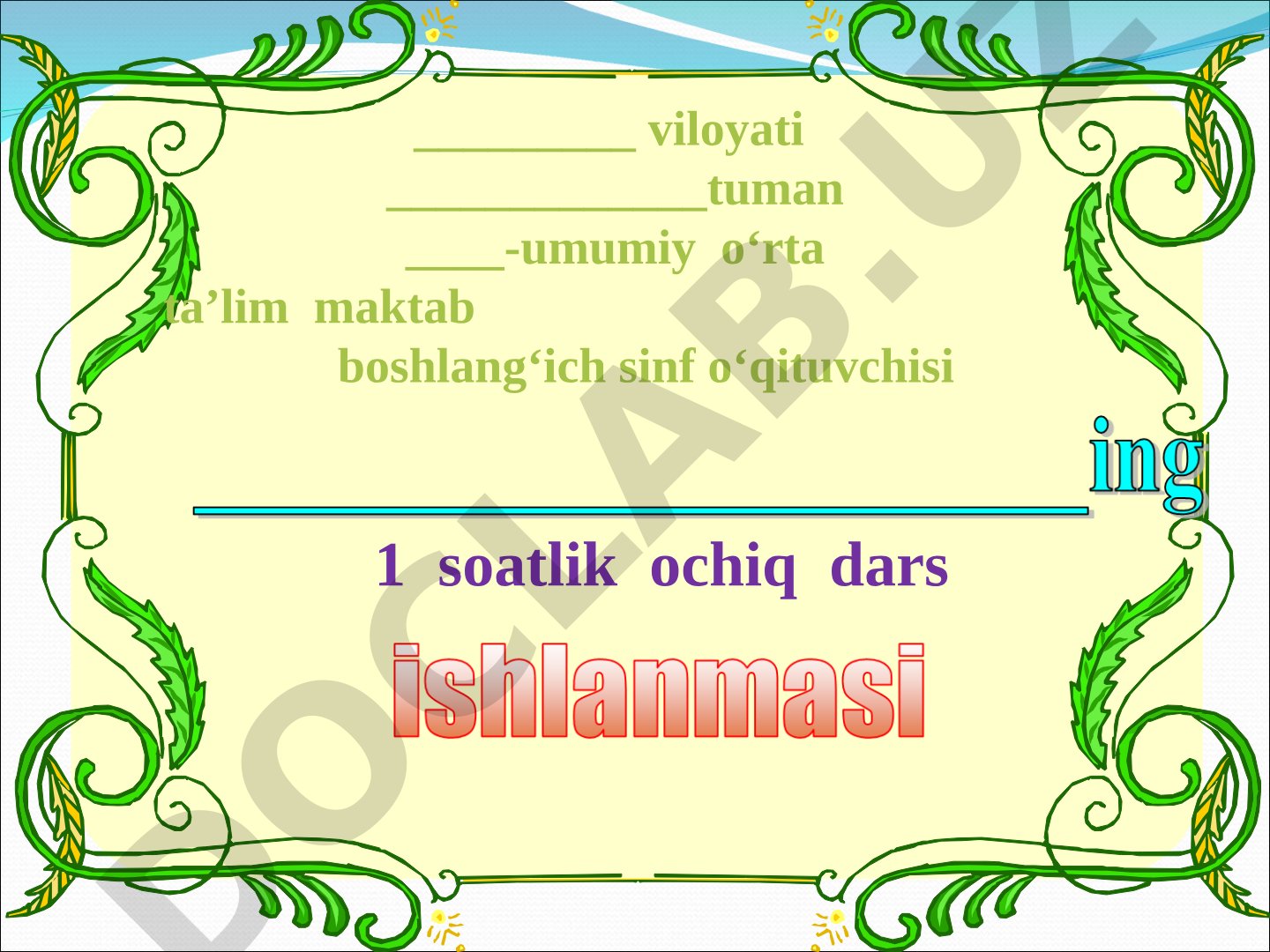 Boshlang'ich sinf ochiq dars taqdimoti