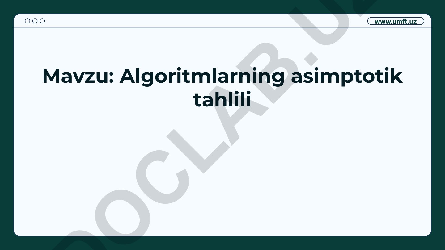 Algoritmlarning asimptotik tahlili