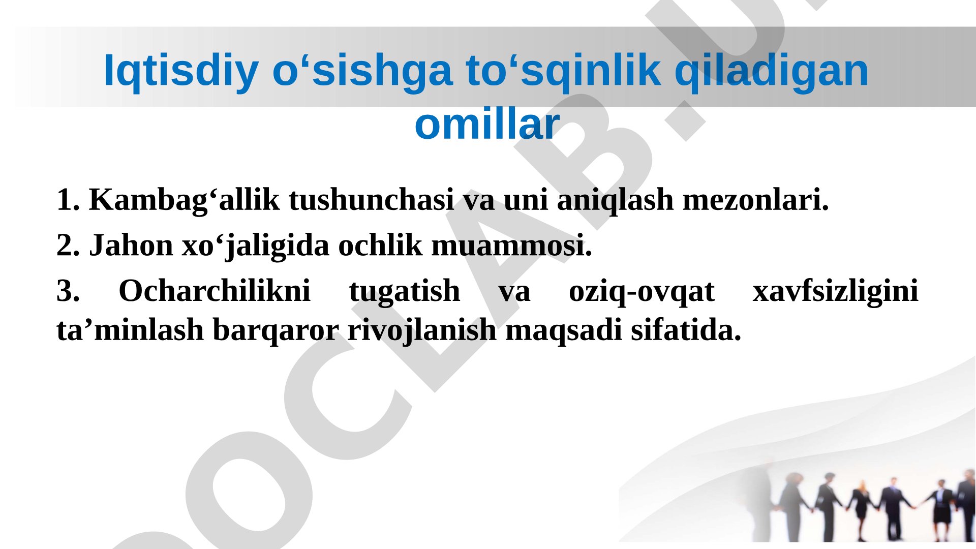 Iqtisodiy o'sish to'siqlari taqdimoti