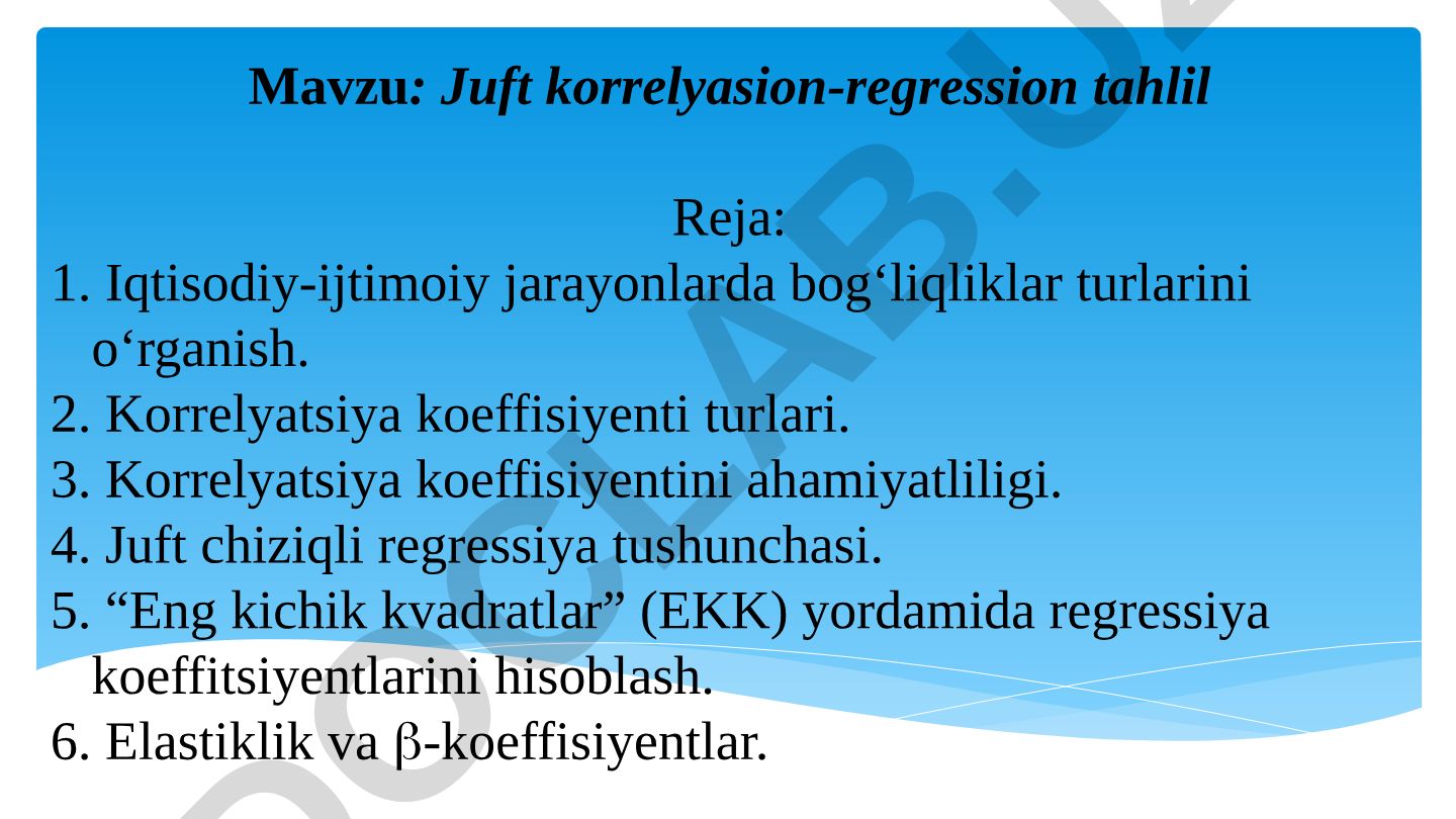 Juft korrelyasion-regression tahlil