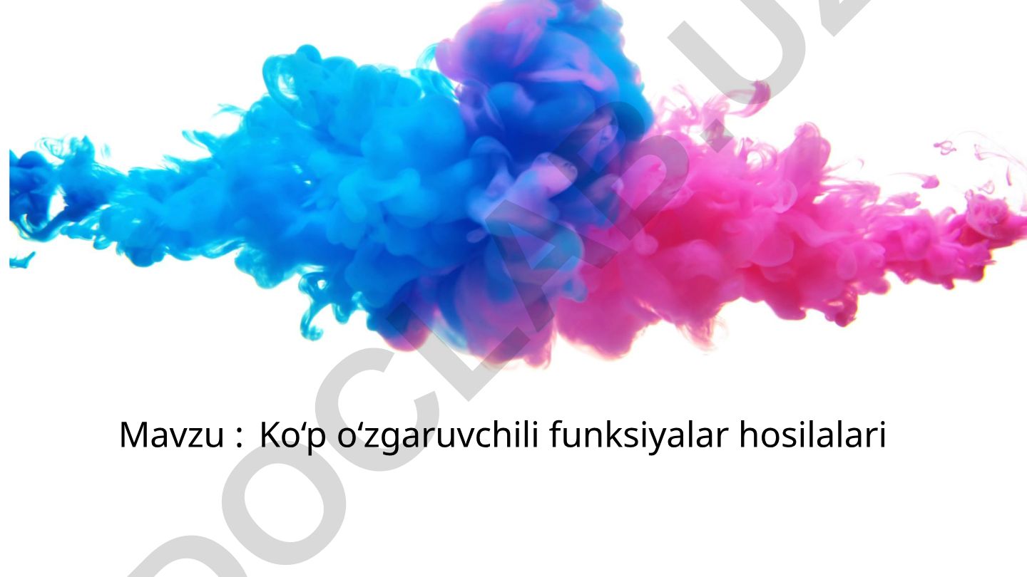 Ko‘p o‘zgaruvchili funksiyalar hosilalari