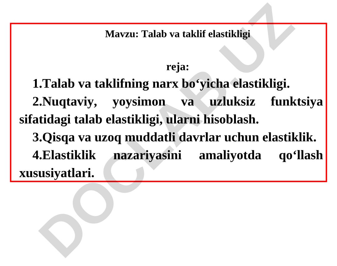 Talab va taklif elastikligi
