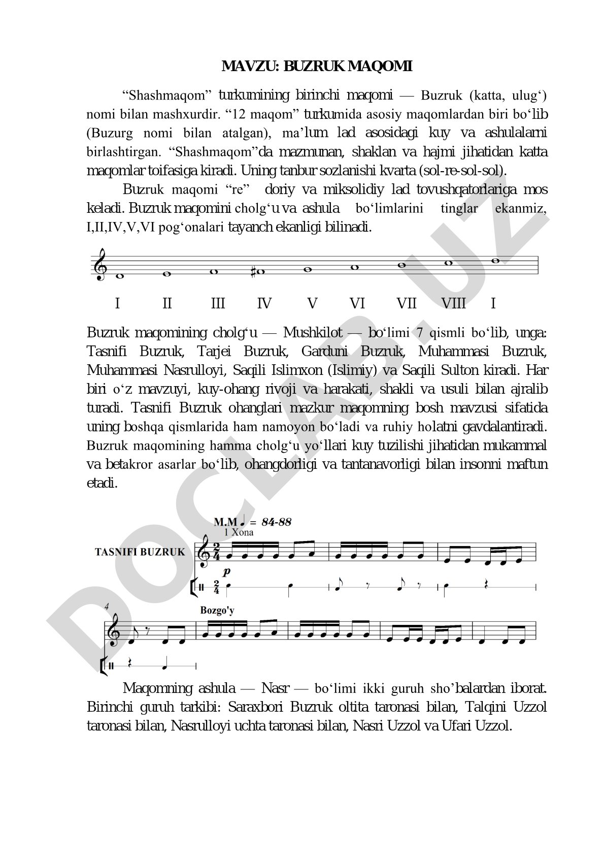 Buzruk maqomi “Shashmaqom” turkumining birinchi maqomi