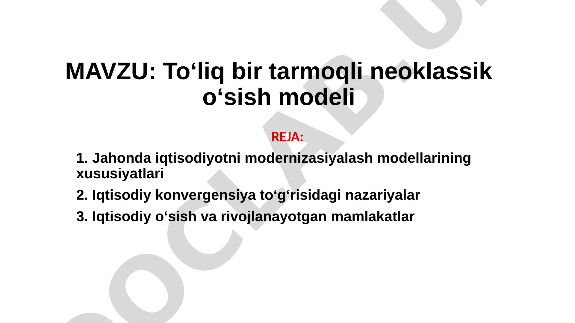 Iqtisodiy o'sish modeli taqdimoti