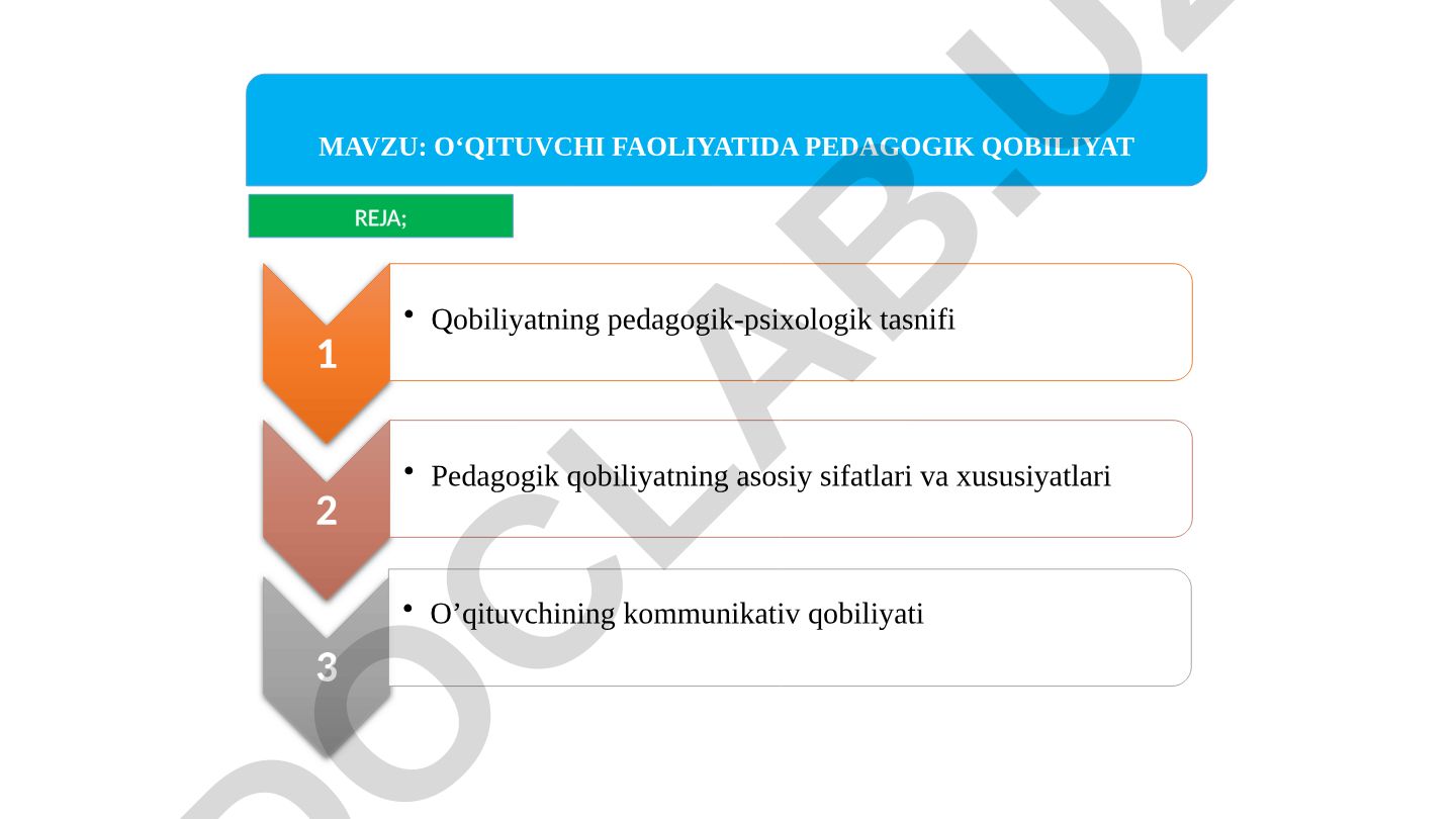 O‘qituvchi faoliyatida pedagogik qobiliyat
