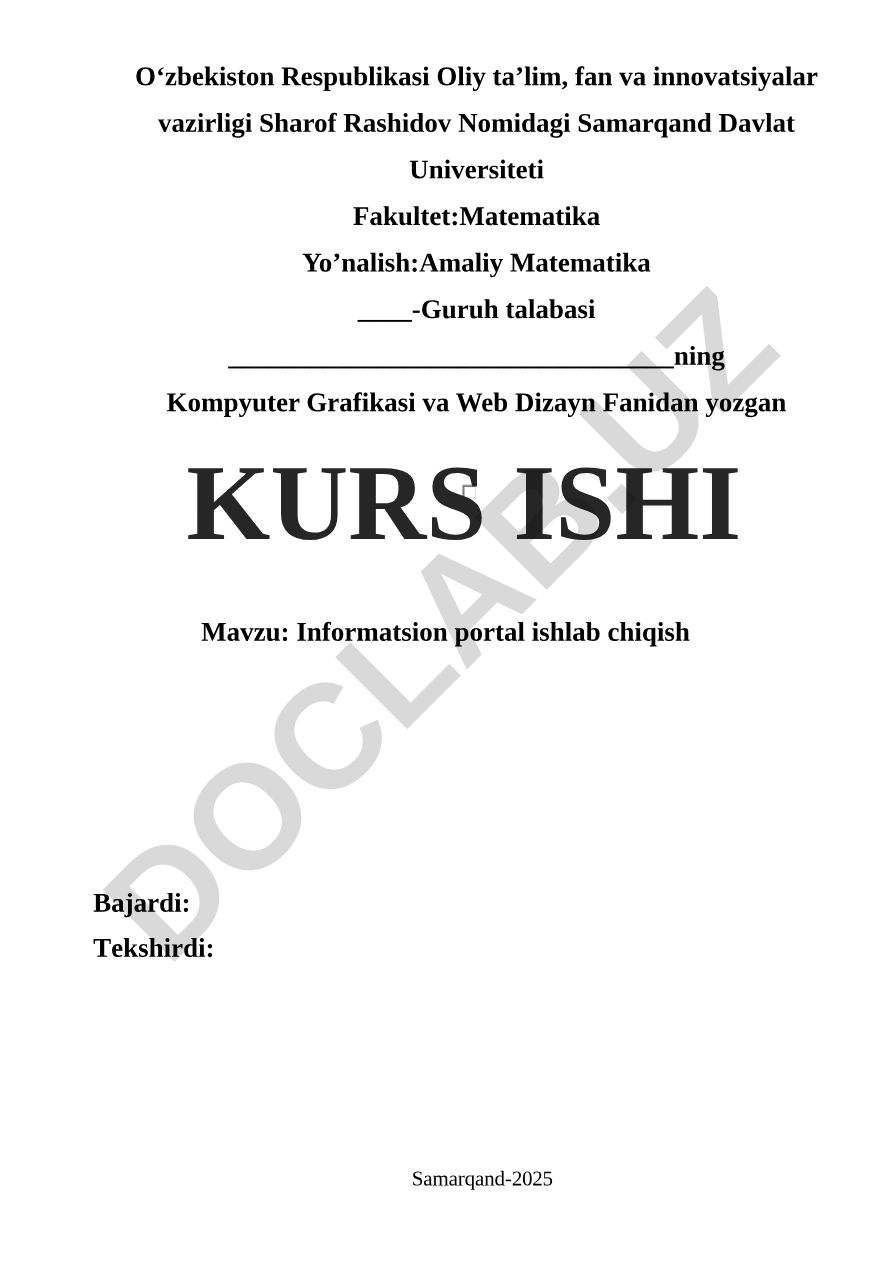 Informatsion portal ishlab chiqish