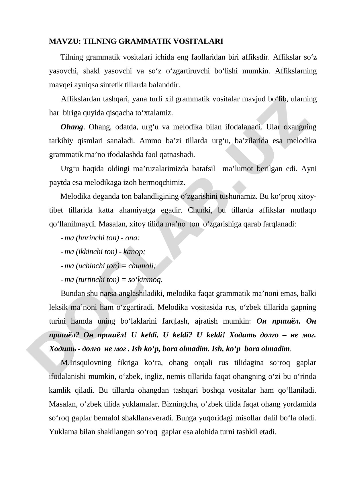 Tilning grammatik vositalari