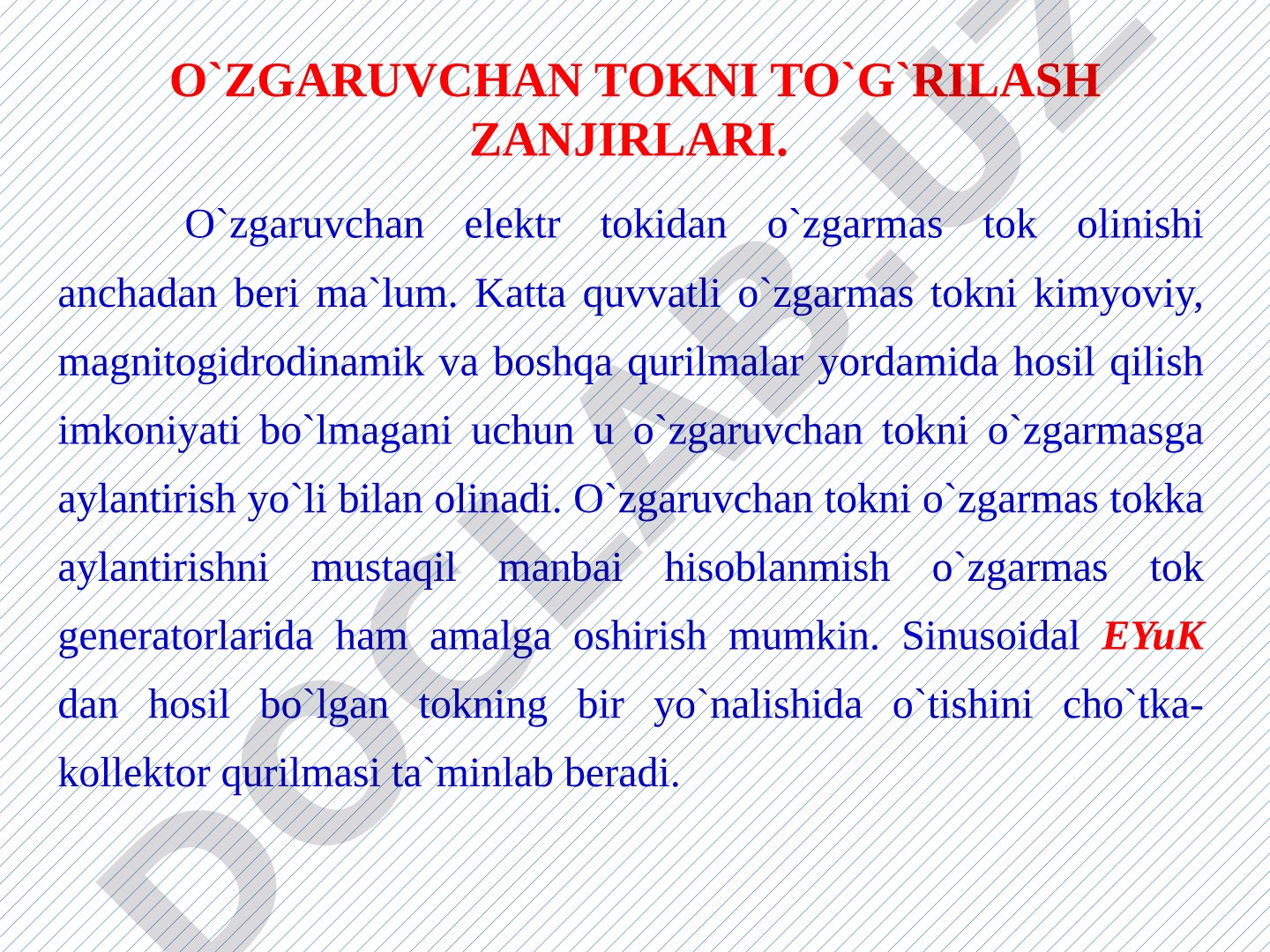 O'zgaruvchan tokni to'g'rilash zanjirlari