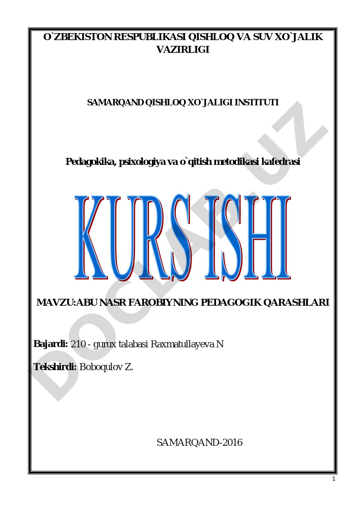 Abu Nasr Farobiyning pedagogik qarashlari