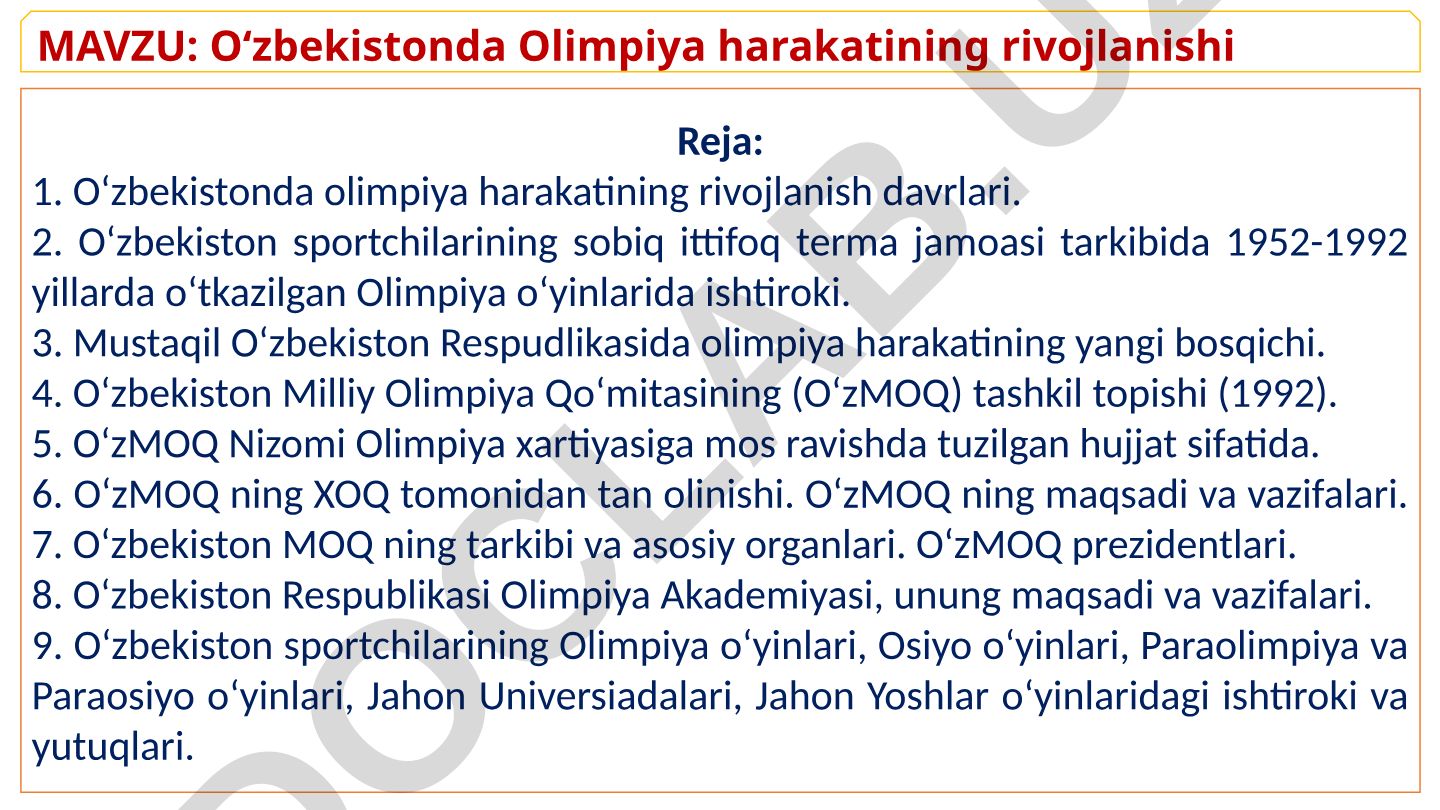O‘zbekistonda Olimpiya harakatining rivojlanishi