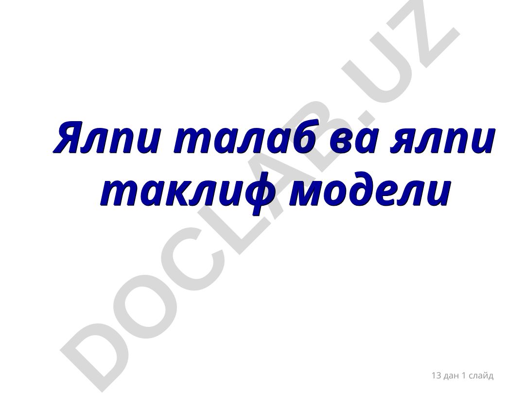 Ялпи талаб ва ялпи таклиф моделлар