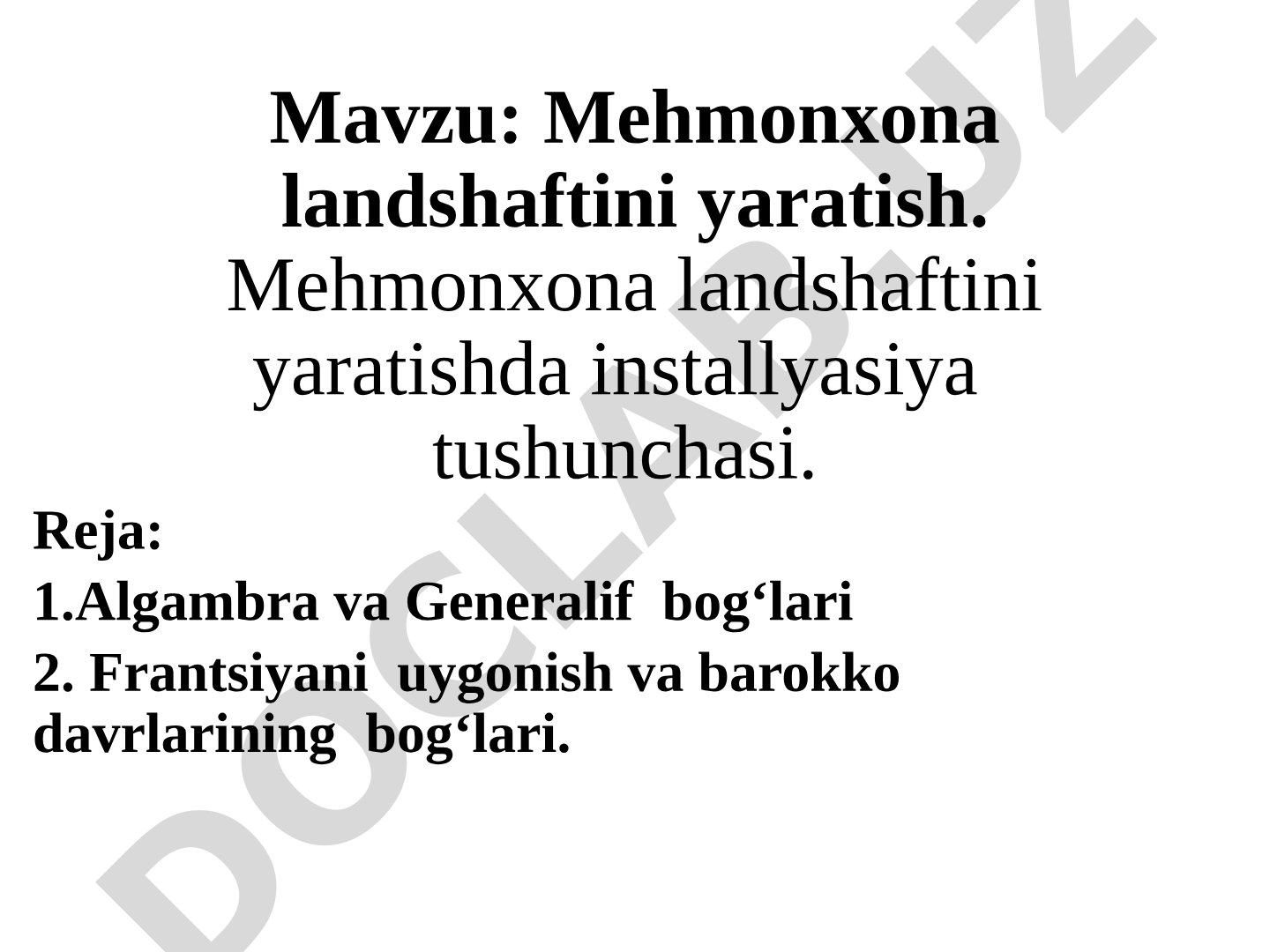 Mehmonxona landshafti taqdimoti