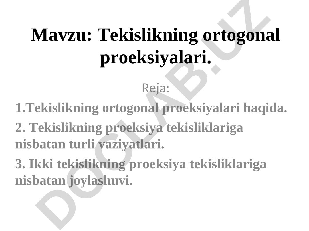 Tekislikning ortogonal proeksiyalari