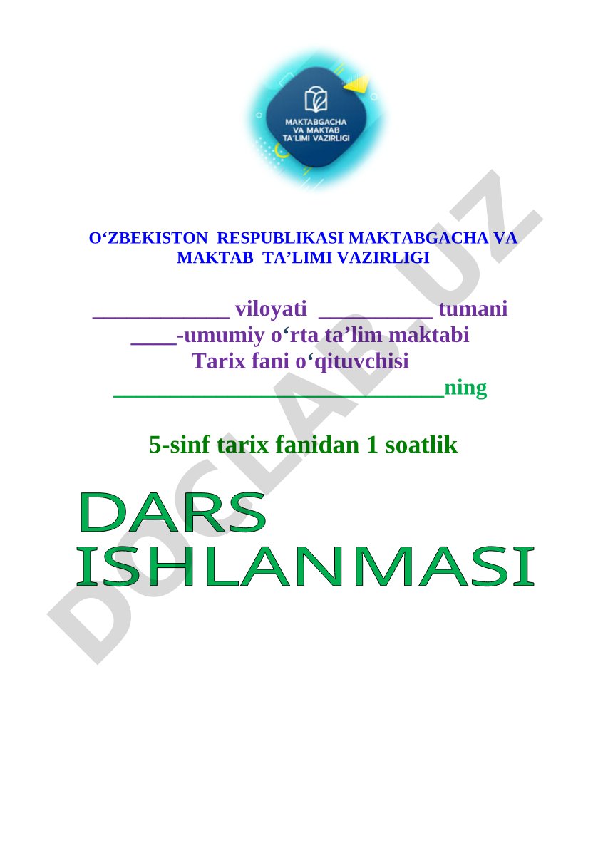 Tarix fanidan dars ishlanmasi