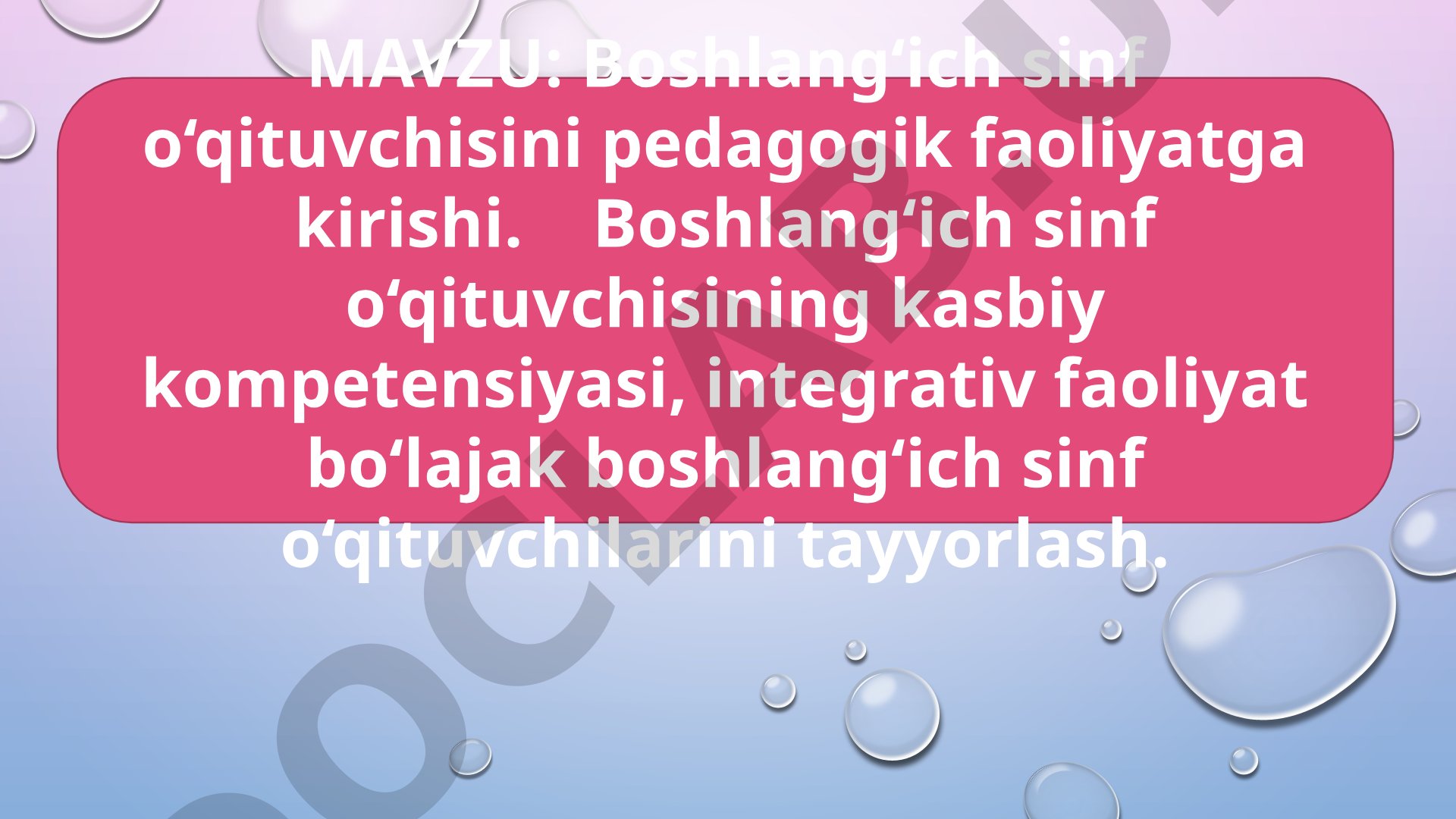 Boshlang‘ich sinf o‘qituvchisini pedagogik faoliyatga kirishi