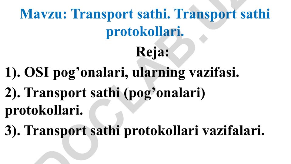 Transport sathi va transport sathi protokollari
