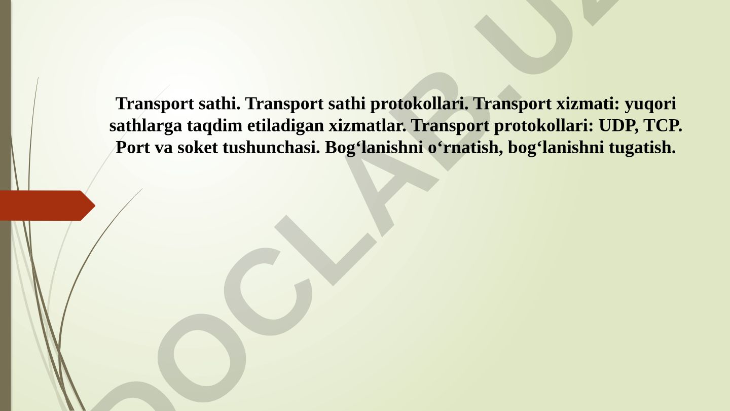 Transport sathi protokollari va xizmatlari