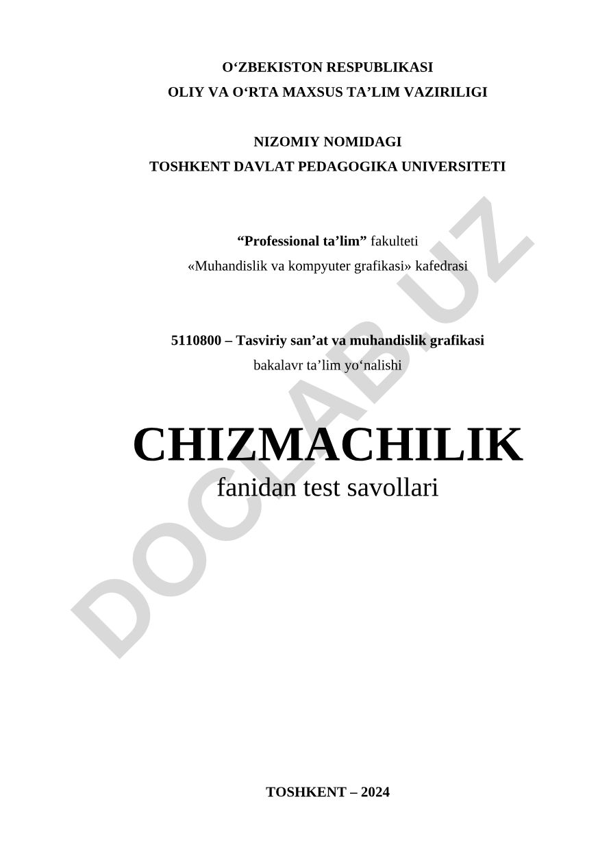 Chizmachilik fanidan test savollari