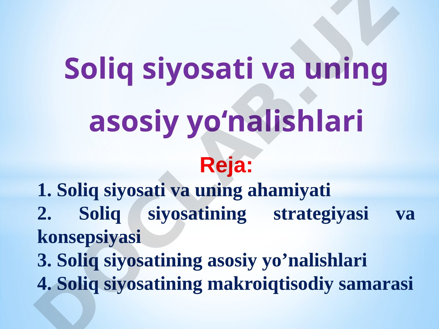 Soliq siyosati taqdimoti