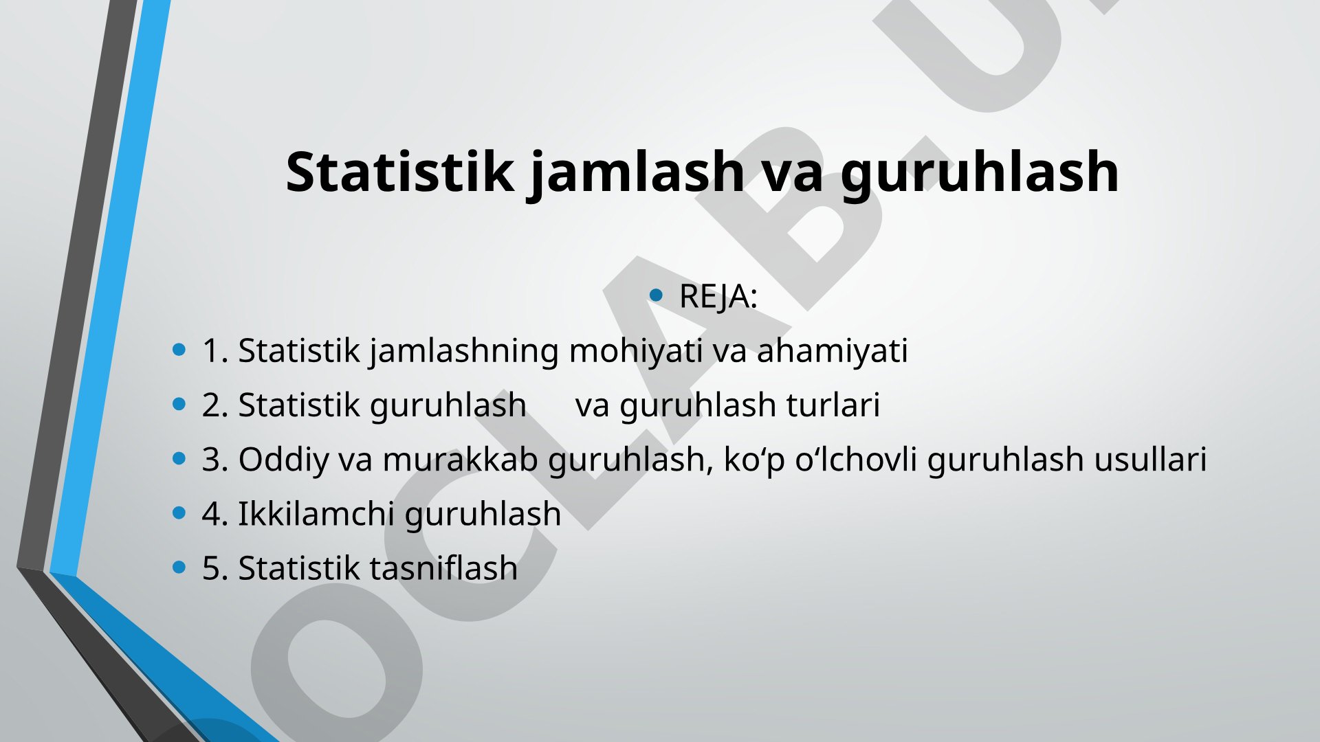 Statistik guruhlash taqdimoti