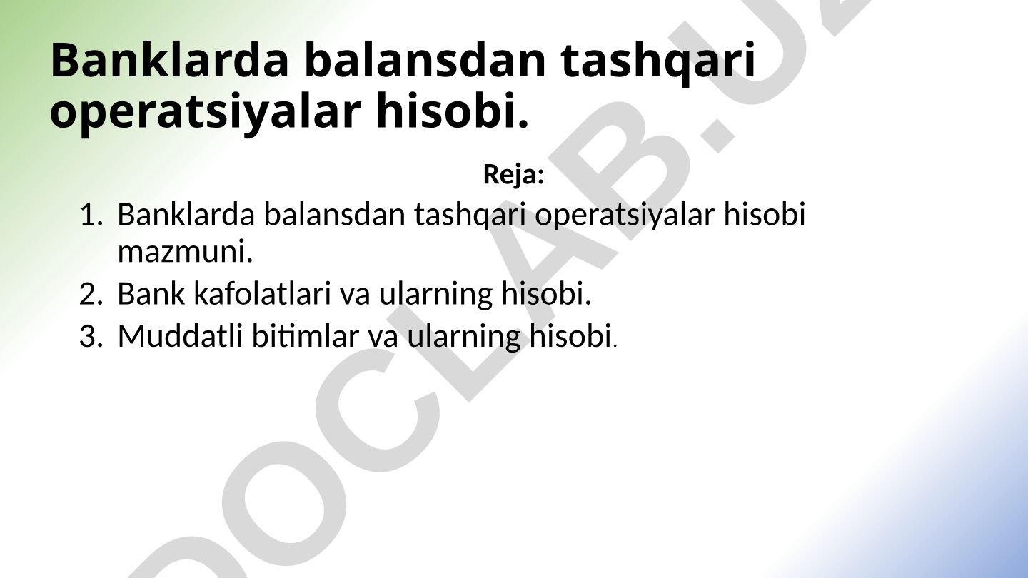 Banklarda balansdan tashqari operatsiyalar hisobi