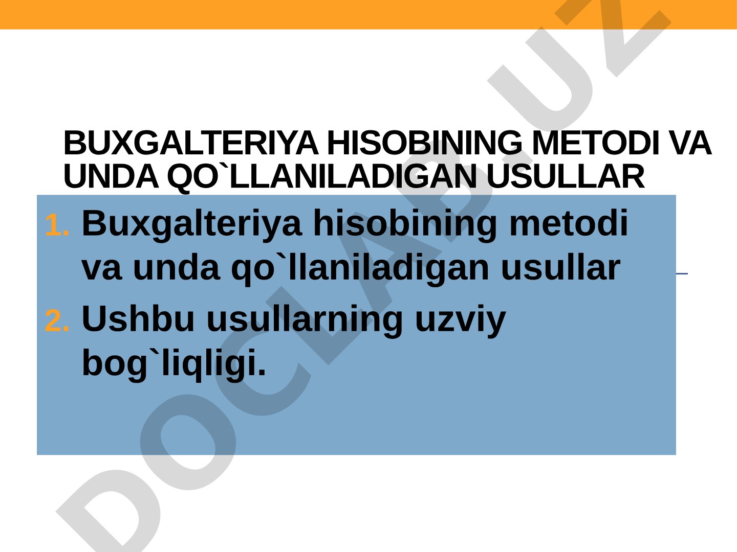 Buxgalteriya hisobi usullari taqdimoti