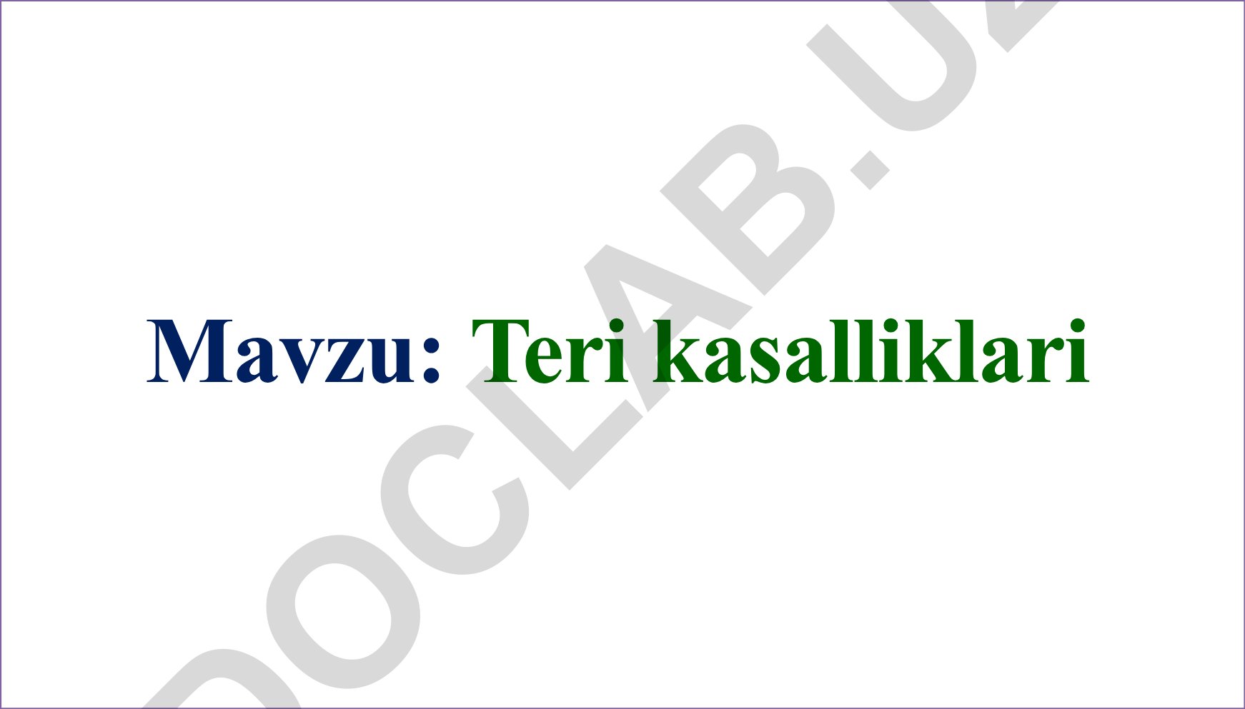 Teri kasalliklari, teri tuzilishi va vazifasi, sepkil haqida
