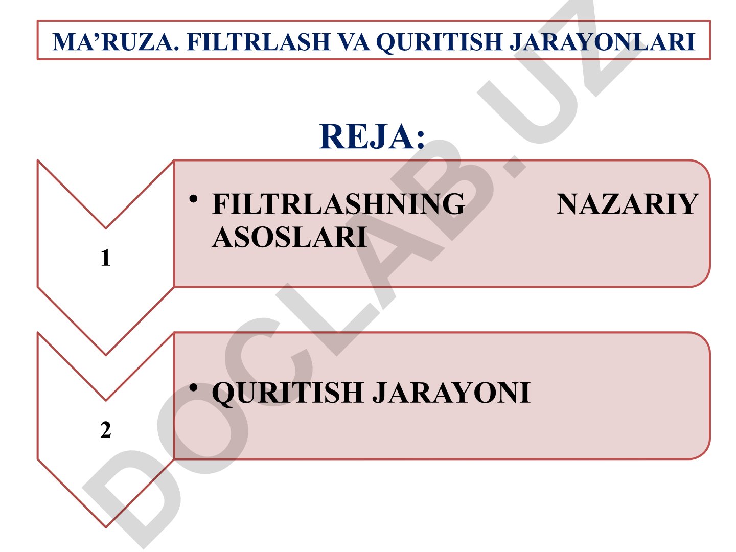 Filtrlash va quritish jarayonlari