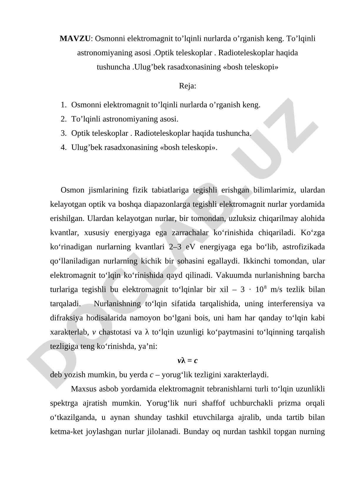 Astronomiya kurs ishi