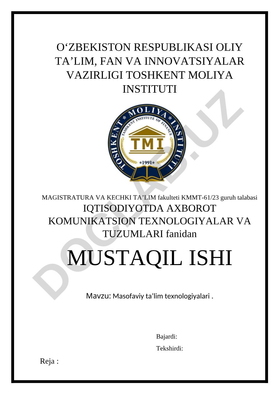 Masofaviy ta’lim texnologiyalari