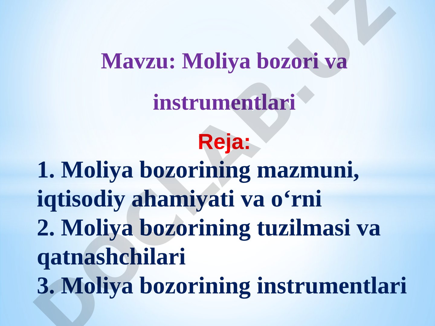 Moliya bozori taqdimoti