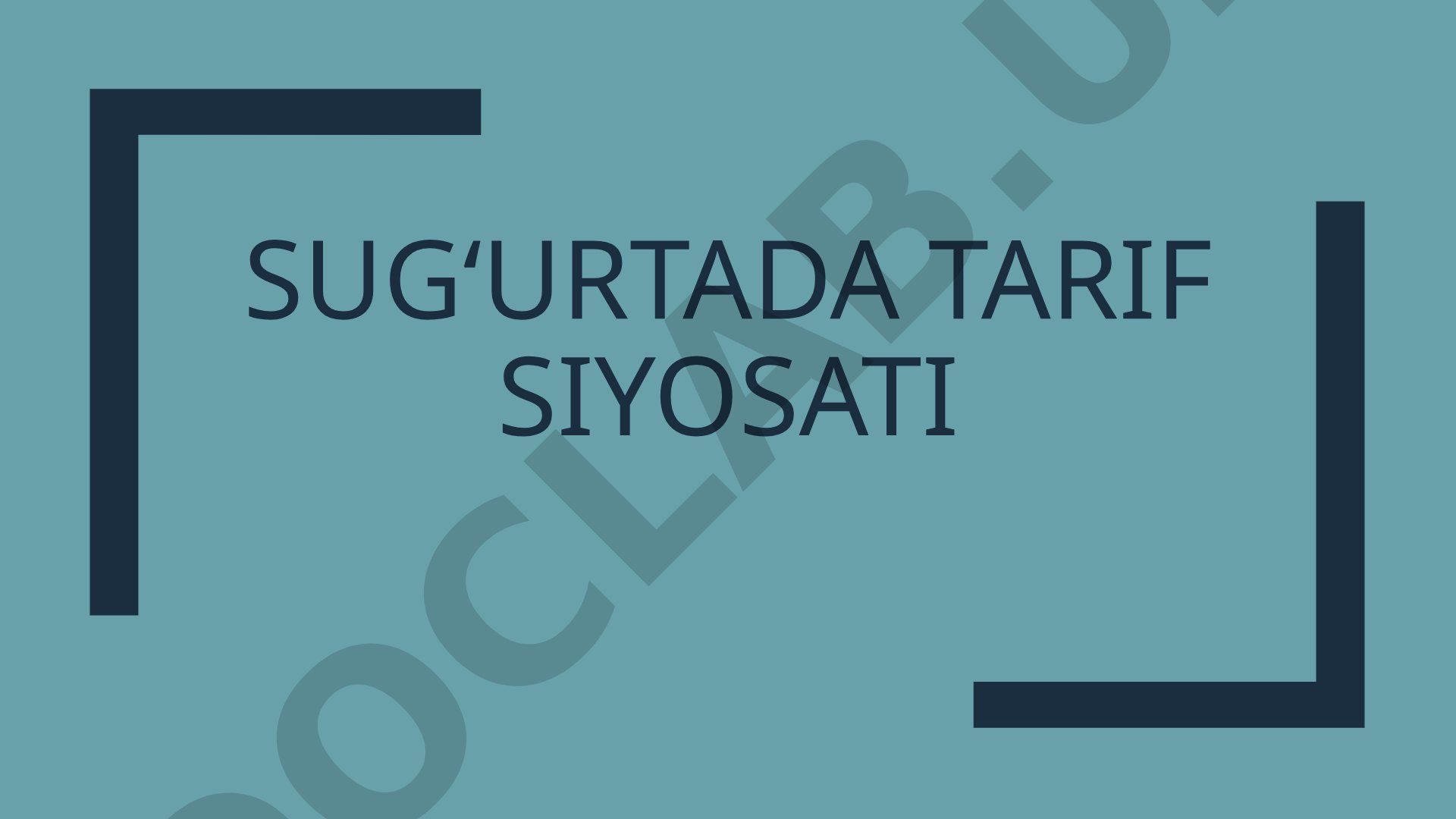 Sug'urta tarif siyosati taqdimoti