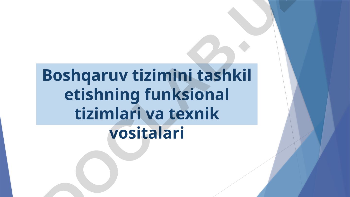 Boshqaruv tizimini tashkil etishning funksional tizimlari va texnik vositalari